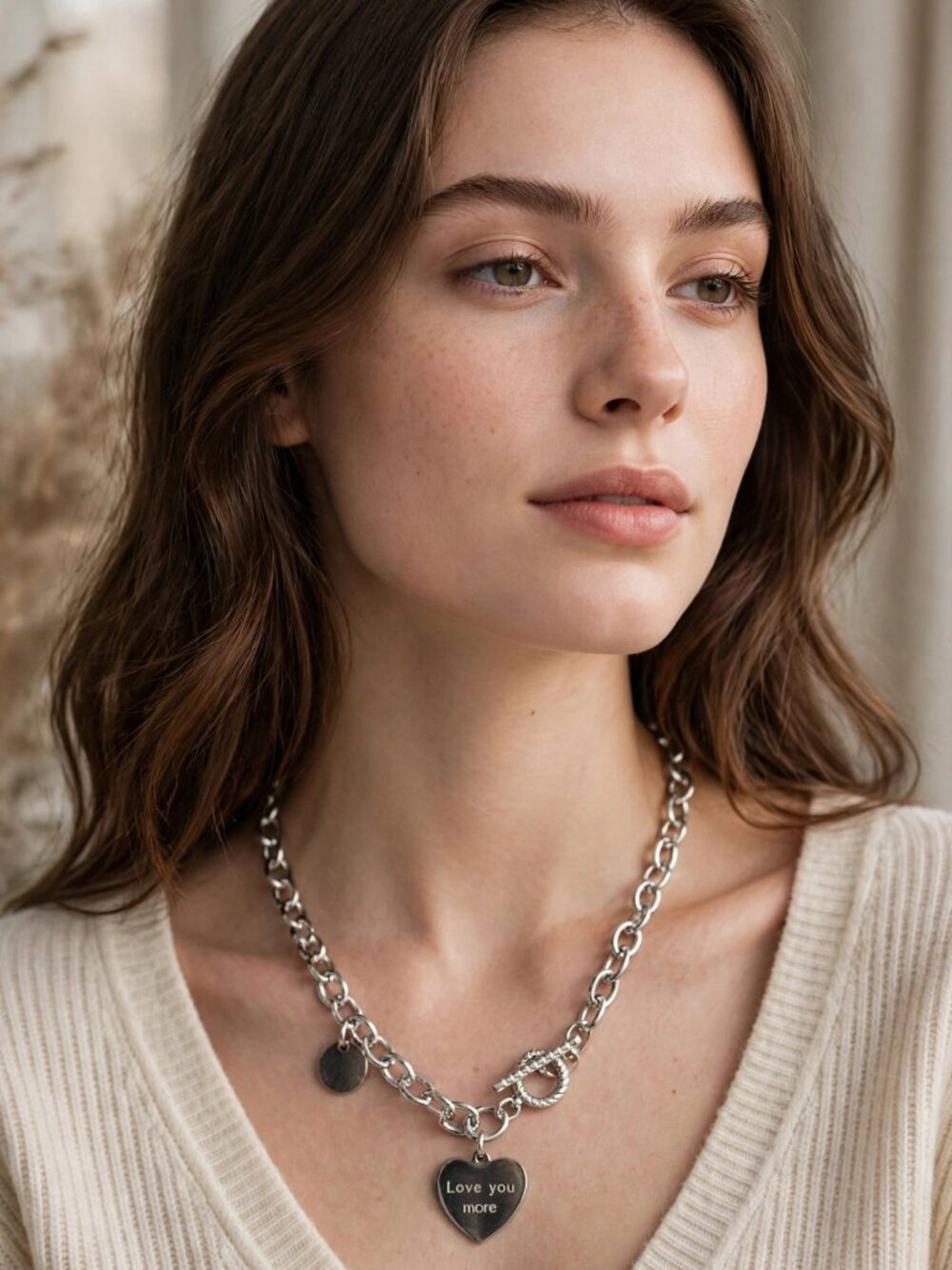 Silver Heart Pendant Necklace Love You More